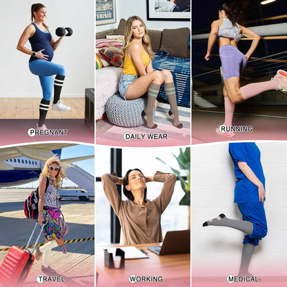 4 Pairs Compression Socks for Women Circulation-Best Support for Nurses,Running,Athletic,Travel