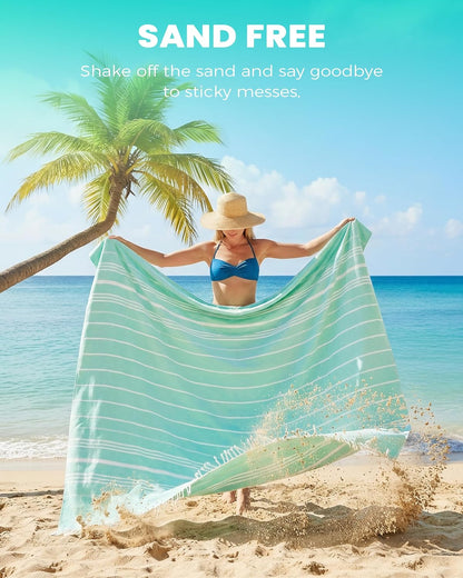 Antfuny Turkish Beach Towels Vacation Essentials Quick Dry Sand Free Oversized Bath Pool Swim Towel Extra Large XL Blanket Adult Travel Cruise Accessories Must Haves Clearance Stuff Necessities - Colors C