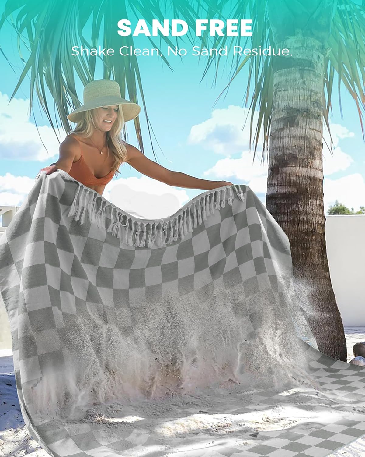Antfuny Turkish Beach Towels Vacation Essentials Quick Dry Sand Free Oversized Bath Pool Swim Towel Extra Large XL Blanket Adult Travel Cruise Accessories Must Haves Clearance Stuff Necessities - Colors A