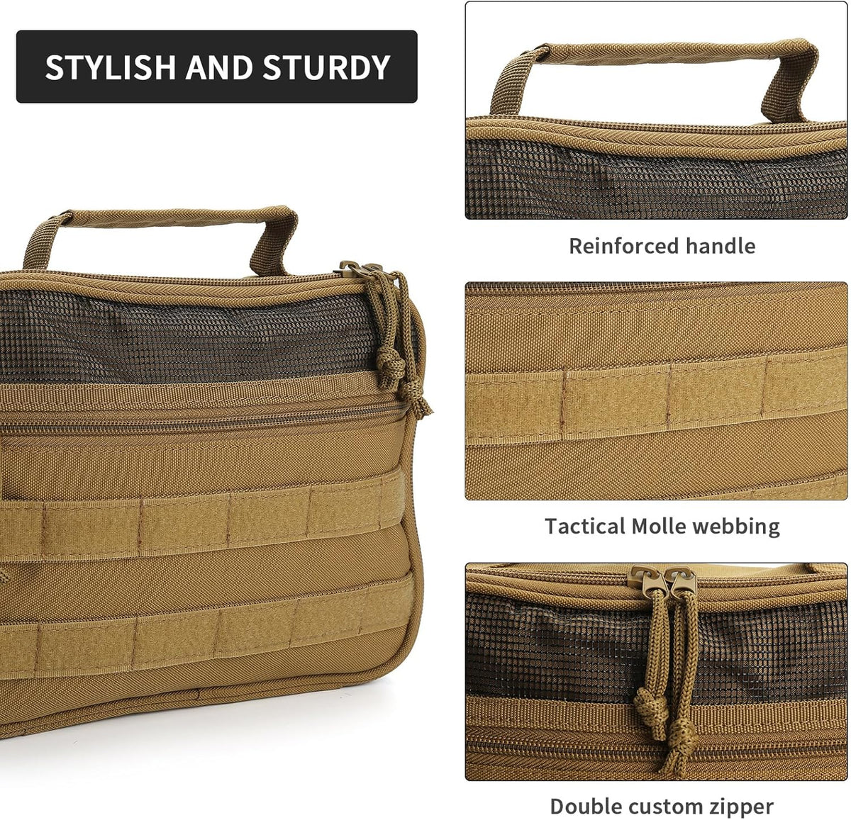 SUNRISING Tactical Toiletry Bag for Men, Hanging Travel Toiletry Organizer Dopp Kit, Shaving Hygiene Toiletries Bag, Men's Toiletry Bag for Short Trips Camping - Green