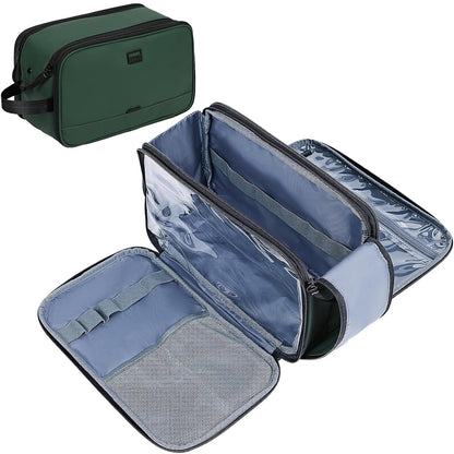 ZEEMO Travel Toiletry Bag for Men, Medium Water-Resistant Double-Sided Full-Open Dopp Kit, Versatile Organizer for Shower and Hygiene Accessories, Bathroom Essentials, Cosmetics, Black