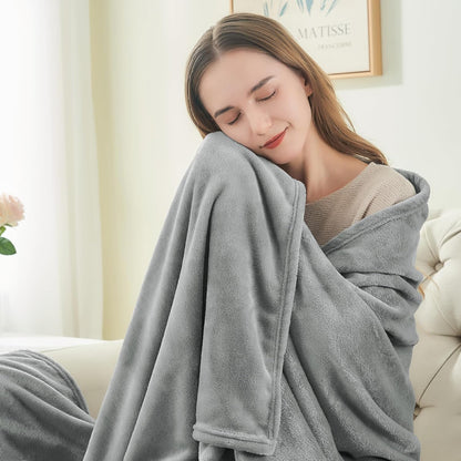 Fleece Blanket Soft Plush Throw for Couch Black 50"x60" - Colors A