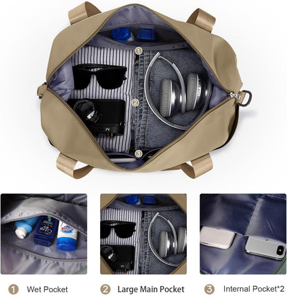 Travel Duffel Bag, Sports Tote Gym Bag, Shoulder Weekender Overnight Bag for Women - Colors A