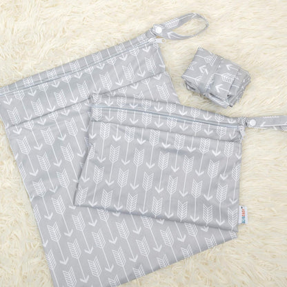 ALVA ALVABABY 3pcs Baby Cloth Diaper Wet/Dry Bags|Waterproof Reusable with Two Pockets|Travel, Beach, Pool, Daycare, Soiled Baby Items,Yoga,Gym Bag for Swimsuits or Wet Clothes 3L-ZM09 - Colors B