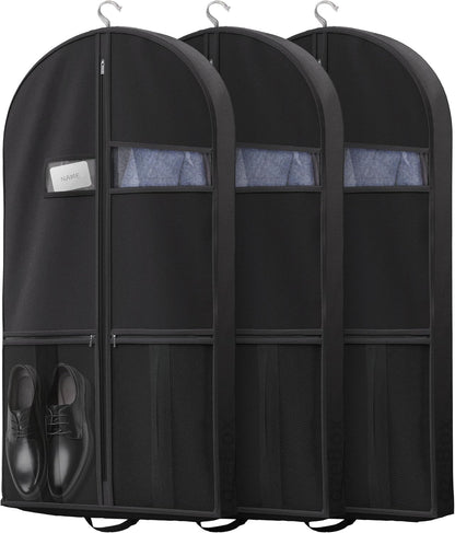 Lazebox 43" Travel Garment Bag with Accessories Zipper Pocket, Heavy Duty Suit Bag for Suits, Tuxedos, Dresses, Coats, Pink, 1 pack