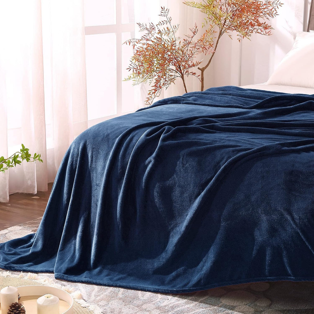 BEDELITE Fleece Blanket Black Throw Blankets for Couch & Bed, Luxury Plush Cozy Fuzzy Blanket 50x60 inches, Super Soft Warm Lightweight Throw Blanket for Travel Camping - Colors B