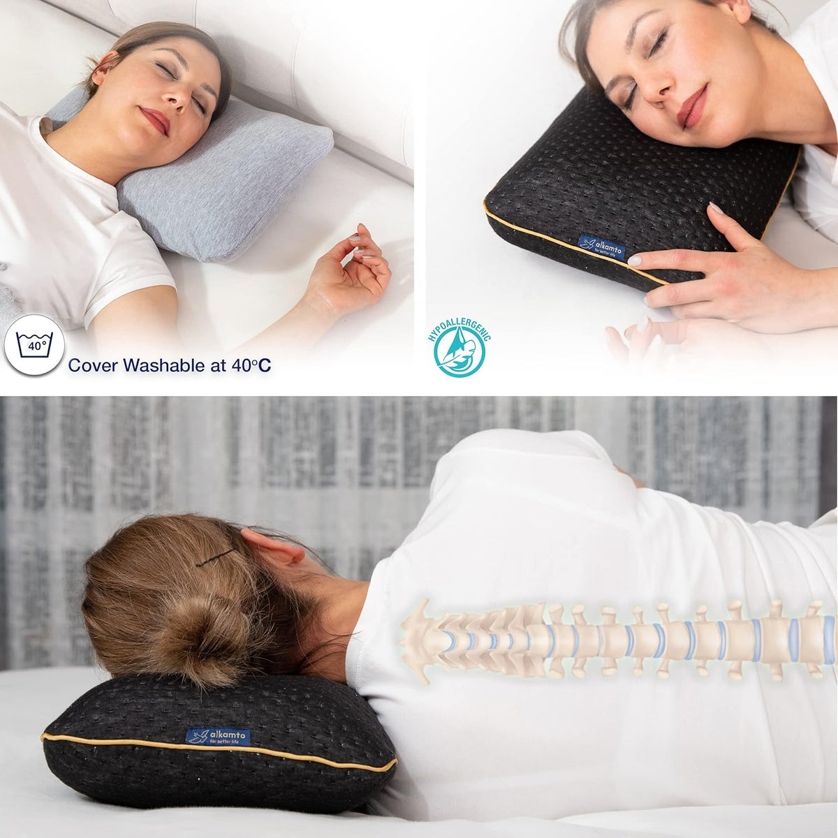 Travel & Camping Comfortable Memory Foam Pillow – Easy to Carry Portable Bag – Temperature Regulating Pillow Case