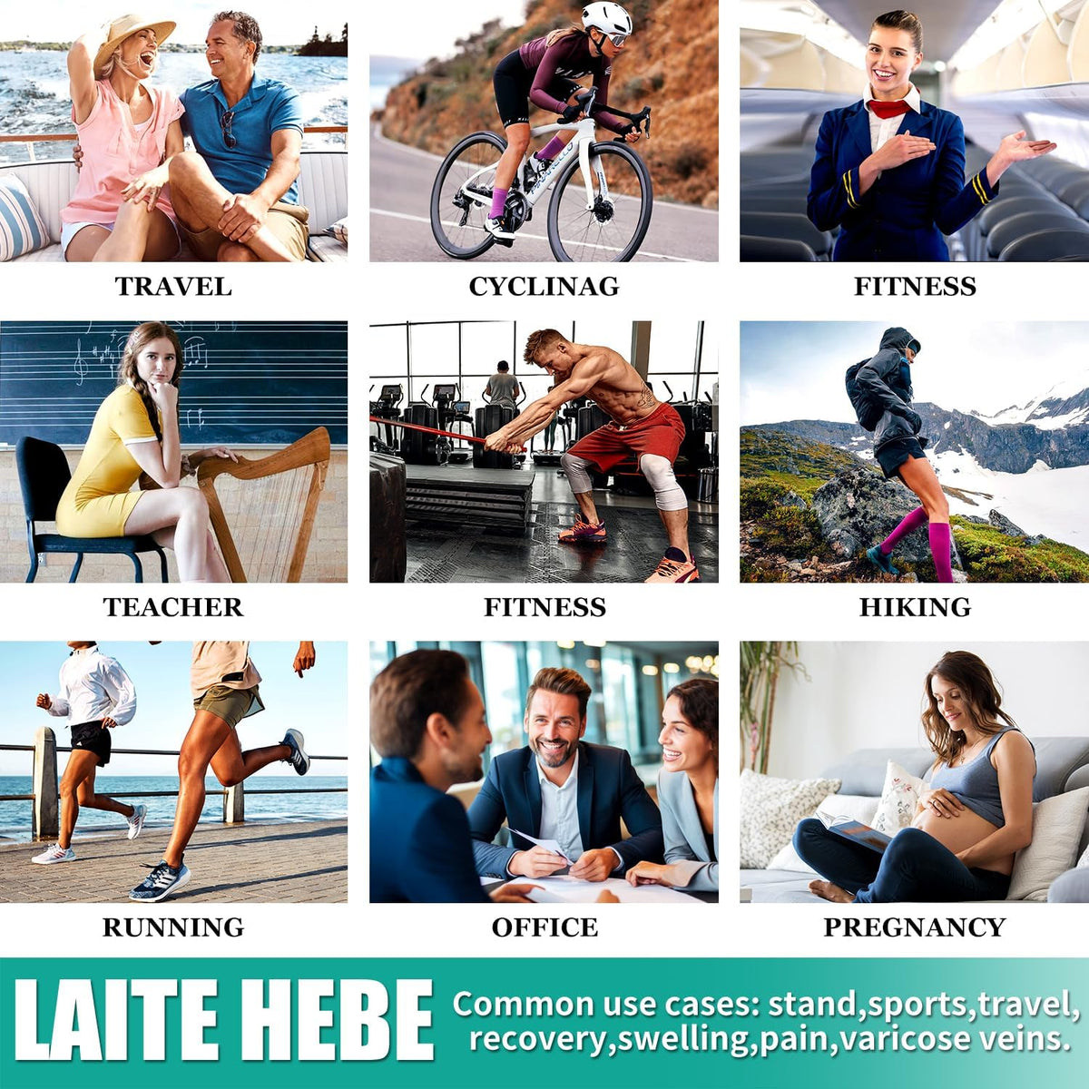 Laite Hebe 3 Pack Medical Compression Sock-Compression Sock For Women and Men Circulation -Best for Running,Nursing,Athletic Sports