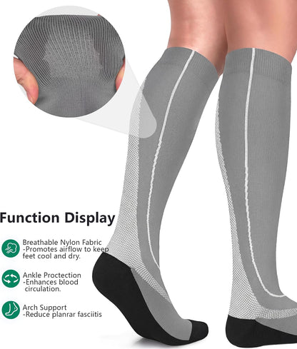 FuelMeFoot 3 Pack Copper Compression Socks - Compression Socks Women & Men Circulation - Best for Medical,Running,Athletic