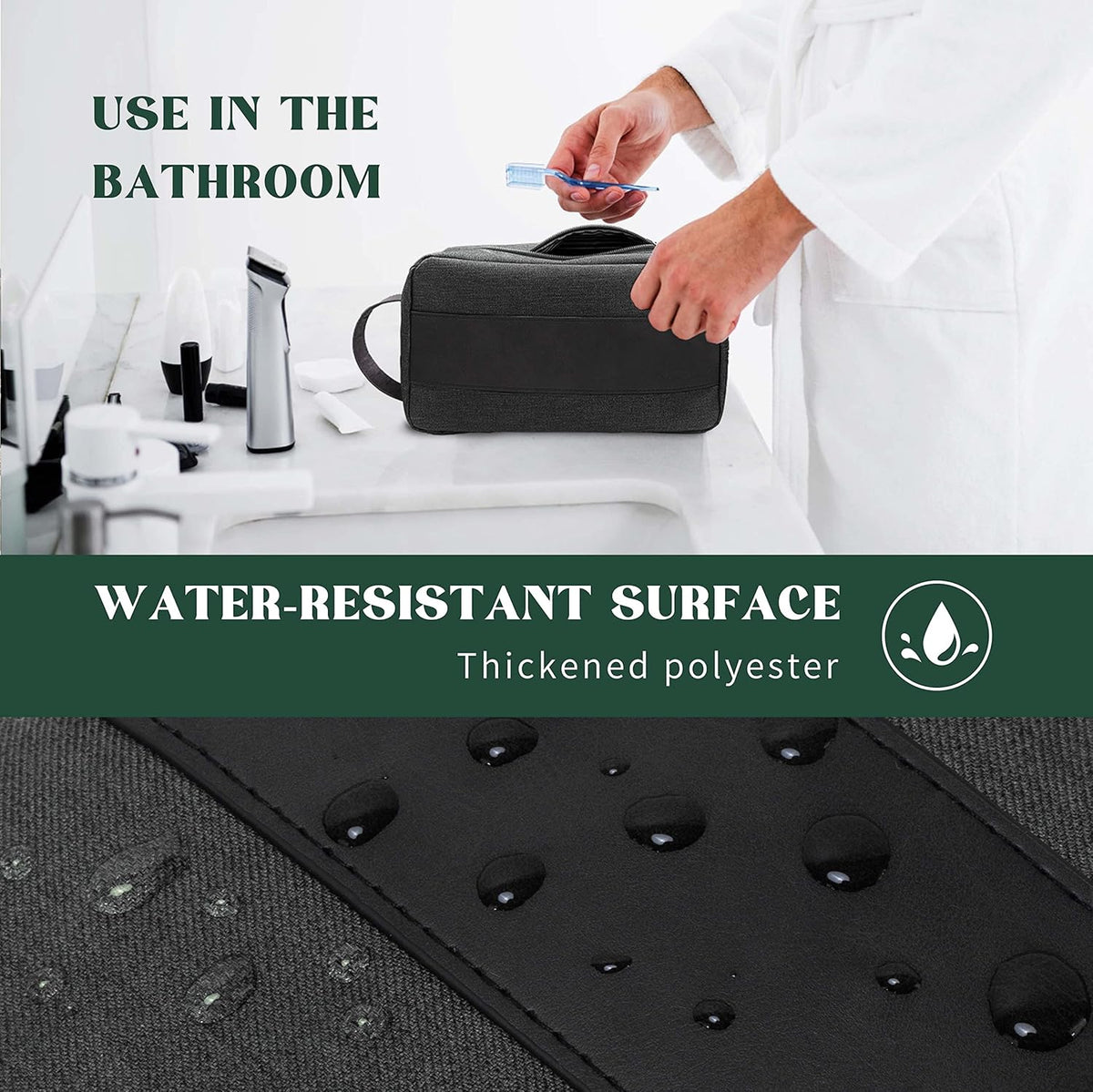 Vorspack Toiletry Bag for Men - Water Resistant Travel Bag for Toiletries, Accessories, Travel Essentials, Gifts - Black