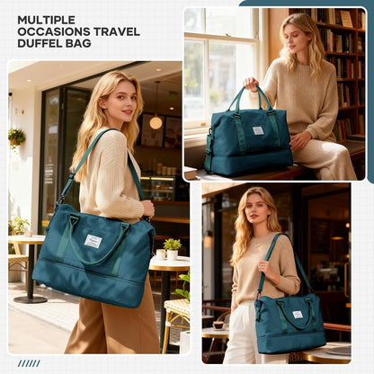 Travel Duffel Bag, Sports Tote Gym Bag, Shoulder Weekender Overnight Bag for Women - Colors A