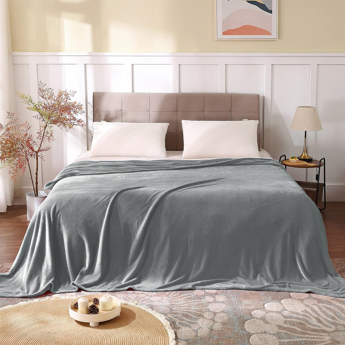 Fleece Blanket Soft Plush Throw for Couch Black 50"x60" - Colors A