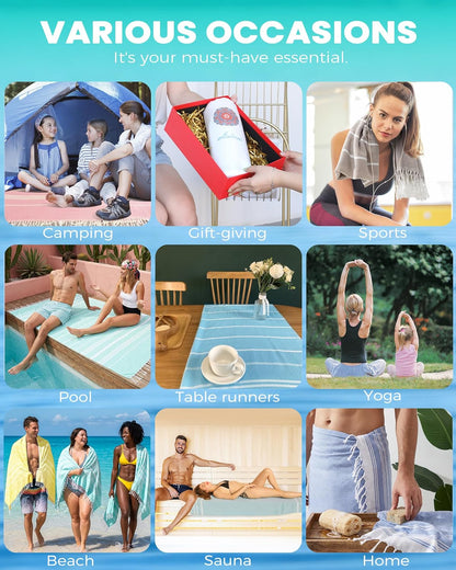 Antfuny Turkish Beach Towels Vacation Essentials Quick Dry Sand Free Oversized Bath Pool Swim Towel Extra Large XL Blanket Adult Travel Cruise Accessories Must Haves Clearance Stuff Necessities - Colors B