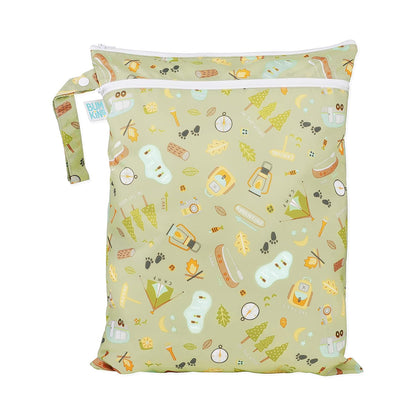 Bumkins Waterproof Wet Bag for Baby, Travel, Swim Suit, Cloth Diapers, Pump Parts, Pool, Beach, Gym Clothes, Toiletry, Hook to Stroller, Daycare, Zipper Reusable Wetdry Packing Pouch, Jungle