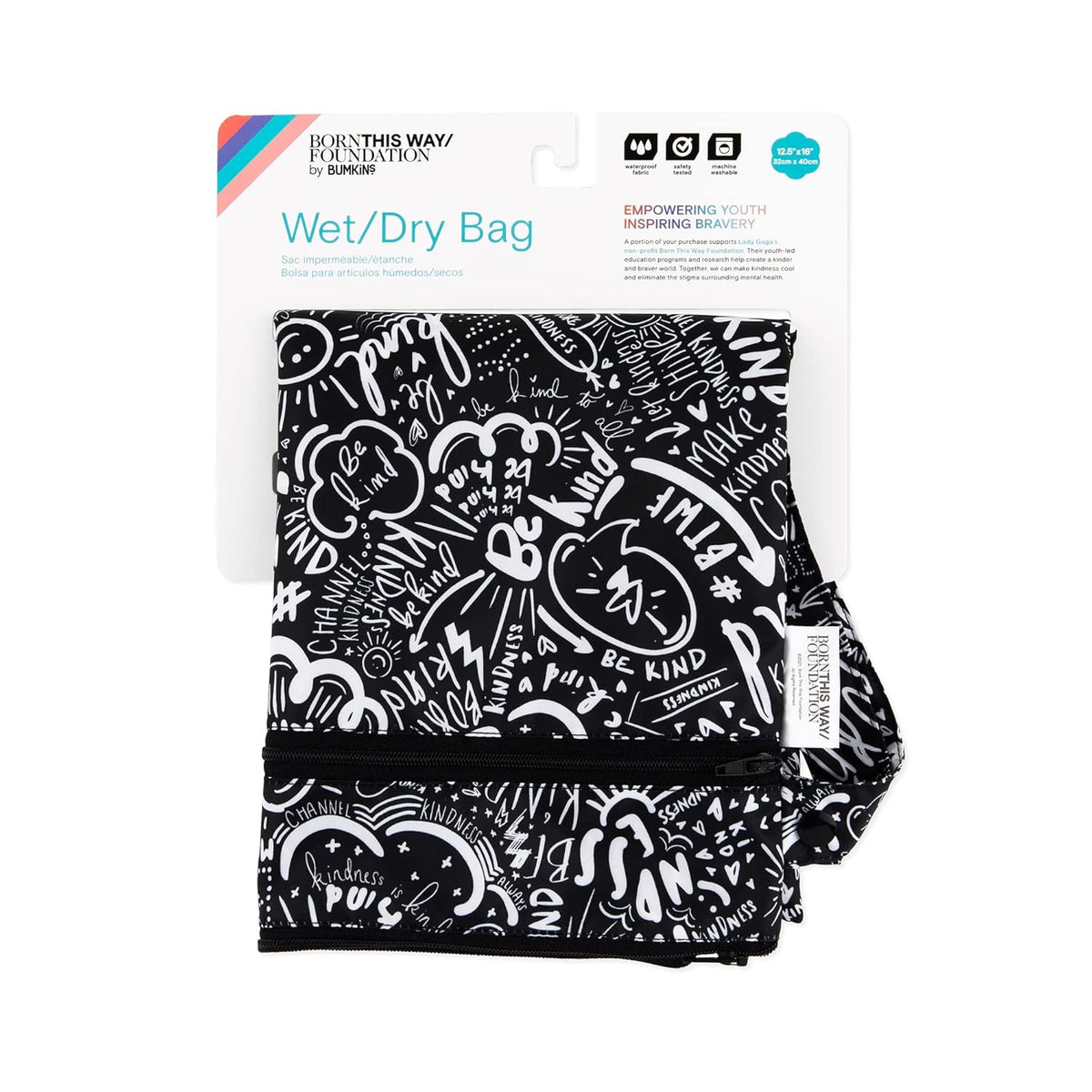 Bumkins Waterproof Wet Bag for Baby, Travel, Swim Suit, Cloth Diapers, Pump Parts, Pool, Beach, Gym Clothes, Toiletry, Hook to Stroller, Daycare, Zipper Reusable Wetdry Packing Pouch, Jungle