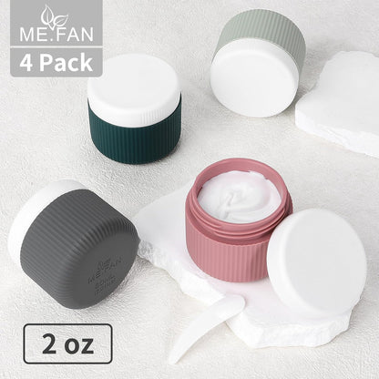 ME.FAN Travel Containers for Toiletries, TSA Approved 1.5 oz Silicone Cream Jars, Leak-proof Journey Containers, Trip Accessories with Lid for Cosmetic Face Hand 4 Pack White Lid - Morandi