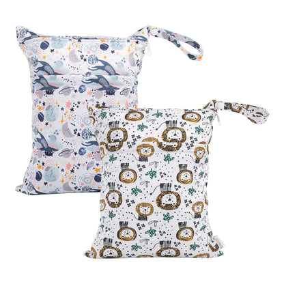 ALVA ALVABABY 3pcs Baby Cloth Diaper Wet/Dry Bags|Waterproof Reusable with Two Pockets|Travel, Beach, Pool, Daycare, Soiled Baby Items,Yoga,Gym Bag for Swimsuits or Wet Clothes 3L-ZM09 - Colors A