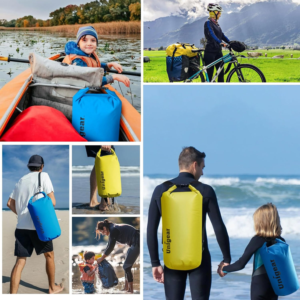 Unigear Dry Bag Waterproof, 2L/5L/10L/20L/30L/40L Floating and Lightweight Bags for Kayaking, Boating, Fishing, Swimming and Camping with Waterproof Phone Case