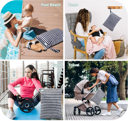 wegreeco Wet Dry Bag for Baby Swimsuit, Small Wet Dry Bag for Clothes Diaper and Breast Pump Parts, Large Baby bag for Travel,Gym Clothes,Beach,Pool,Extra Clothes (Chrysanthemum,2 Pack)