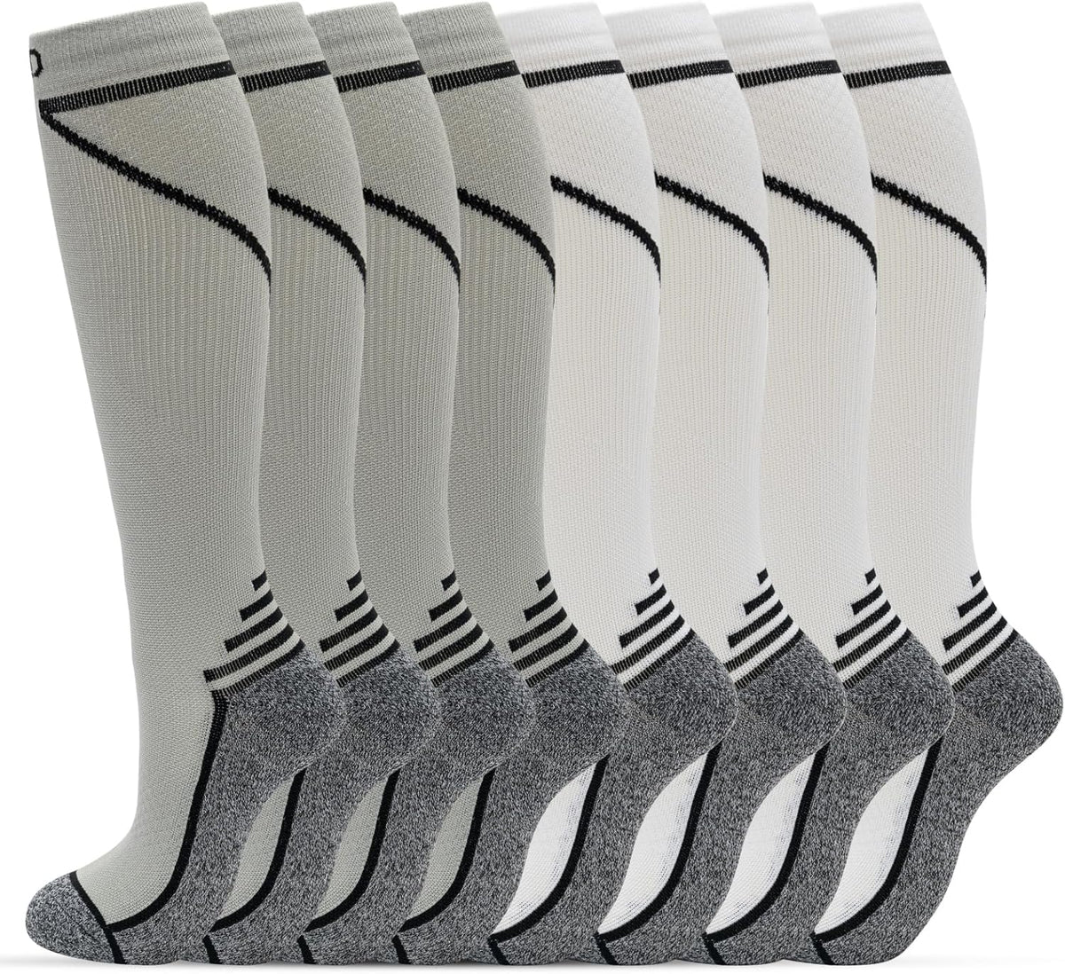 fenglaoda 8 Pairs Compression Socks for Men & Women 20-30 mmHg Knee High Nurse Pregnant Running Medical and Travel Athletic