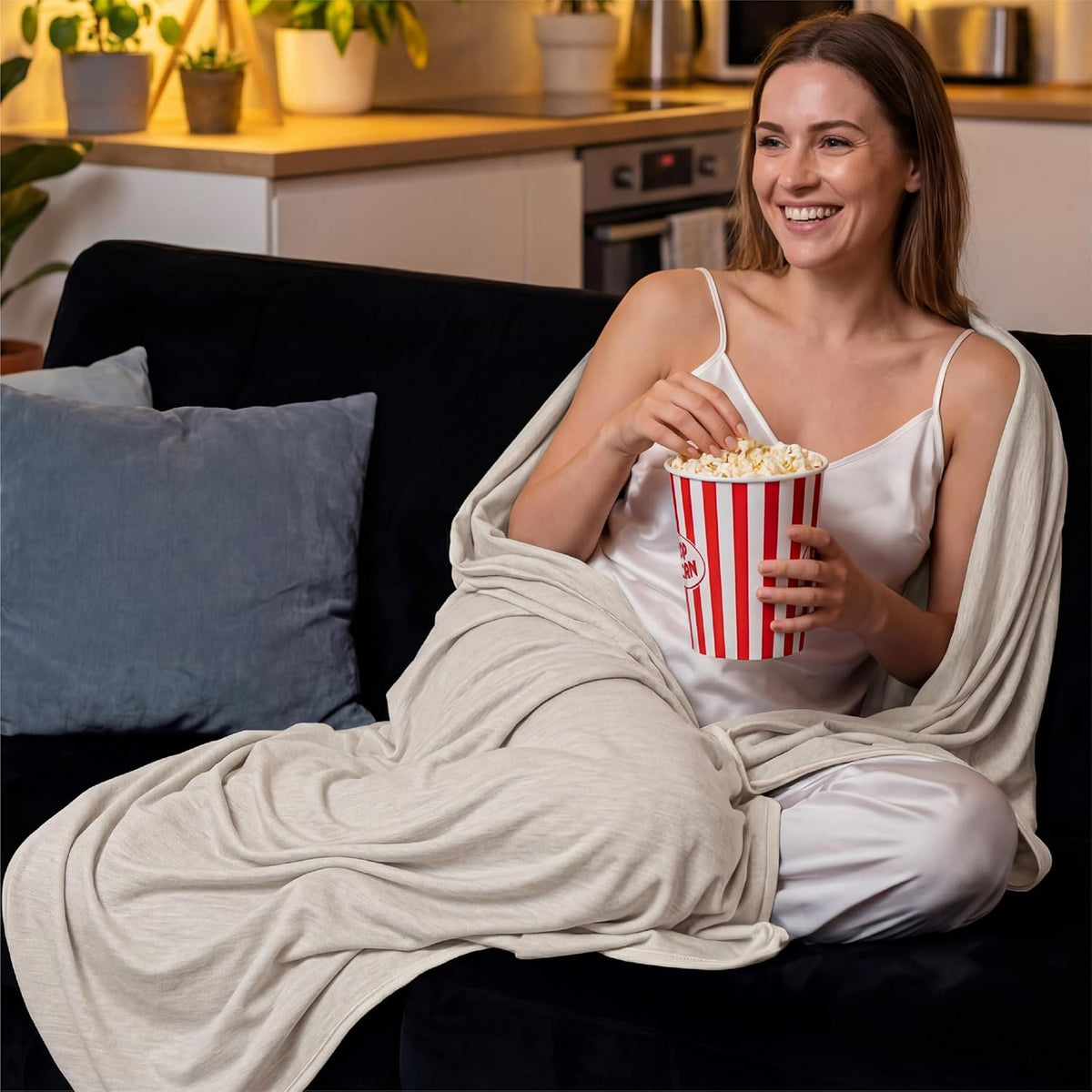 Bedsure Silky Soft Summer Cooling Blanket for Hot Sleepers, Rayon Derived from Bamboo Cold Throw Blanket for Couch, Lightweight Bed Cooling Throw Camping Picnic Travel Outdoor Dorm Essentials, 50x70