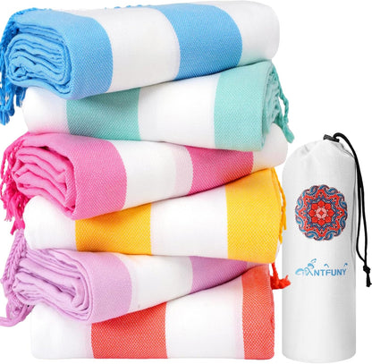Antfuny Turkish Beach Towels Vacation Essentials Quick Dry Sand Free Oversized Bath Pool Swim Towel Extra Large XL Blanket Adult Travel Cruise Accessories Must Haves Clearance Stuff Necessities - Colors A