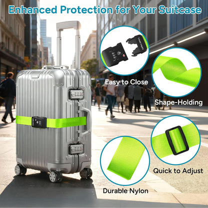 Travel Inspira Luggage Straps for Suitcases with TSA Lock, Protect Your Luggage Anti-Burst, High Visibility Color, Easy to Identify Luggage Adjustable Heavy Duty Belt for 20-32 Inch Suitcases