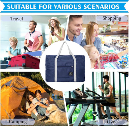 Foldable Travel Duffel Bags 2PCS Tote Carry On Luggage Spirit Airlines Personal Item Sports Gym Weekender Overnight Bags for Women and Men (Red+Blue)