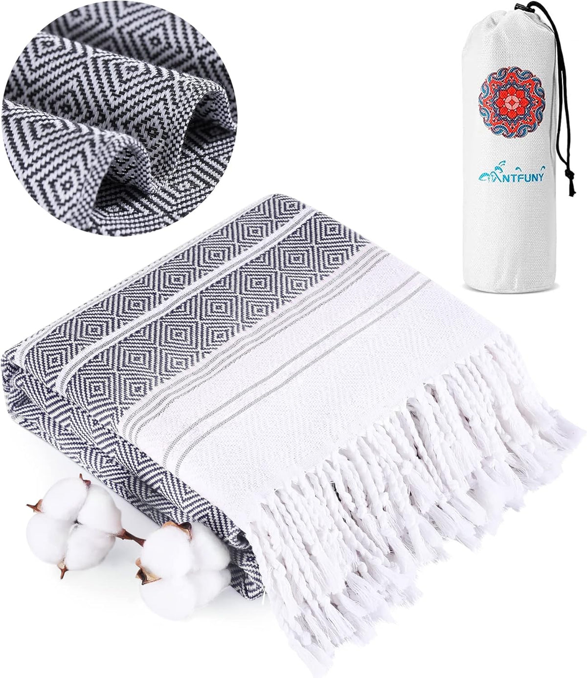 Antfuny Turkish Beach Towels Vacation Essentials Quick Dry Sand Free Oversized Bath Pool Swim Towel Extra Large XL Blanket Adult Travel Cruise Accessories Must Haves Clearance Stuff Necessities - Colors C