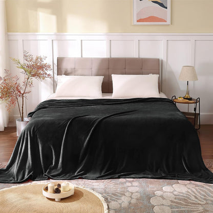 BEDELITE Fleece Blanket Black Throw Blankets for Couch & Bed, Luxury Plush Cozy Fuzzy Blanket 50x60 inches, Super Soft Warm Lightweight Throw Blanket for Travel Camping - Colors B