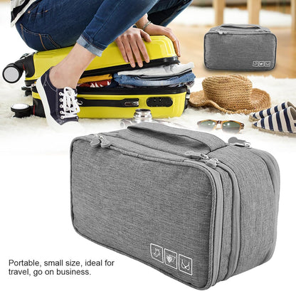 Milltrip Travel Underwear Bag, Waterprof Portable Storage Case with Multiple Layers & Pockets for Bras, Socks, Underwear, USB Cables, Compact Travel Bra (Gray)