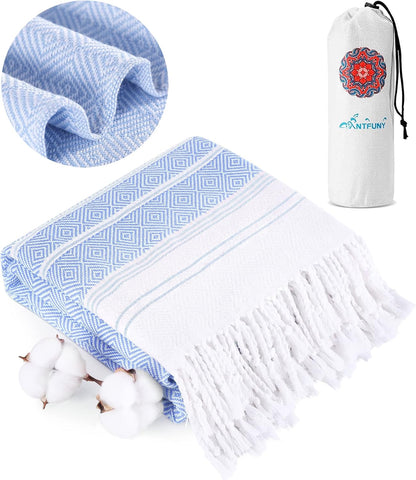 Antfuny Turkish Beach Towels Vacation Essentials Quick Dry Sand Free Oversized Bath Pool Swim Towel Extra Large XL Blanket Adult Travel Cruise Accessories Must Haves Clearance Stuff Necessities - Colors B