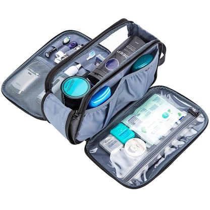 ZEEMO Travel Toiletry Bag for Men, Medium Water-Resistant Double-Sided Full-Open Dopp Kit, Versatile Organizer for Shower and Hygiene Accessories, Bathroom Essentials, Cosmetics, Black