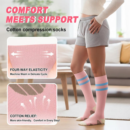 4 Pairs Compression Socks for Women Circulation-Best Support for Nurses,Running,Athletic,Travel