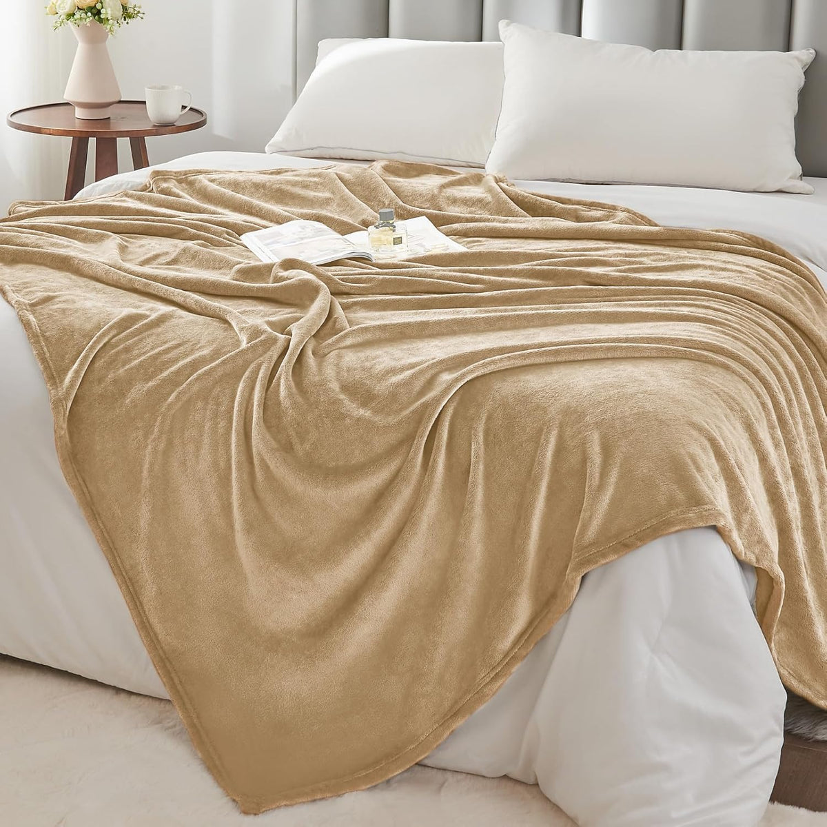 Fleece Blanket Soft Plush Throw for Couch Black 50"x60" - Colors A