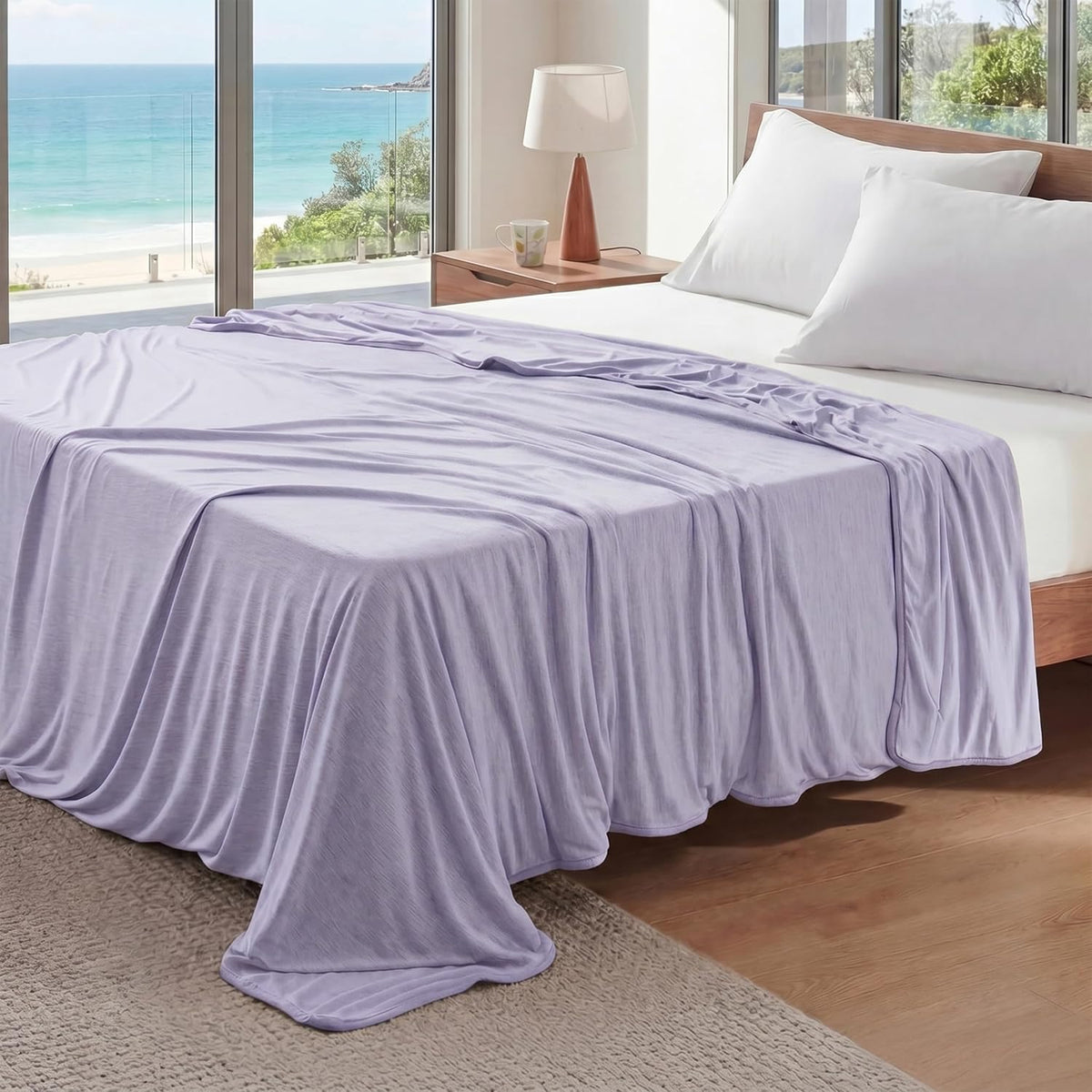 Bedsure Silky Soft Summer Cooling Blanket for Hot Sleepers, Rayon Derived from Bamboo Cold Throw Blanket for Couch, Lightweight Bed Cooling Throw Camping Picnic Travel Outdoor Dorm Essentials, 50x70