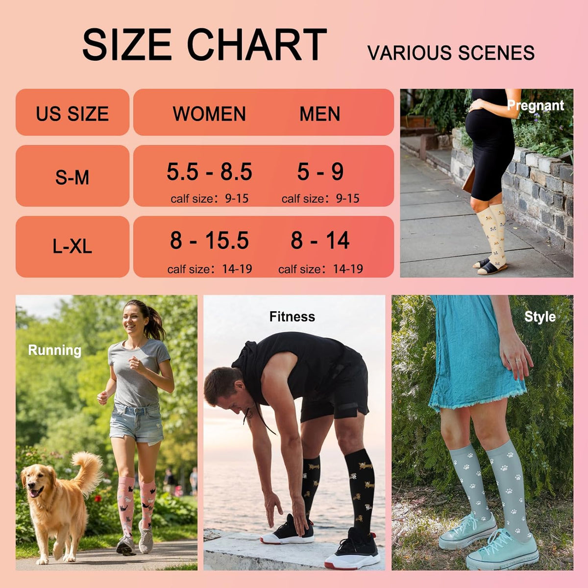 4 Pairs Compression Socks for Women Circulation-Best Support for Nurses,Running,Athletic,Travel