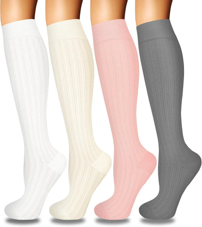 4 Pairs Compression Socks for Women Circulation-Best Support for Nurses,Running,Athletic,Travel