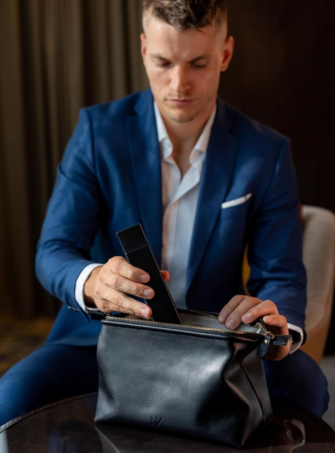 NV Holders Premium Genuine Leather Toiletry Bag for Men - The Ultimate Travel Dopp Kit and Hygiene Organizer, Perfect Men's Toiletry Travel Bag (Brown)