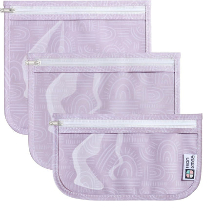 HIONXMGA TSA Approved Toiletry Bag, Set of 3 Clear Travel Toiletry Bag Quart Size Zipper Travel Pouch, Waterproof Makeup Cosmetic Bag for Women Men Kids Toiletries Carry on, Cacti A