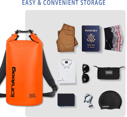 IDRYBAG Dry Bag for Kayaking Waterproof 2L/5L/10L/15L/20L, Small Dry Sack Waterproof Bag for Boating