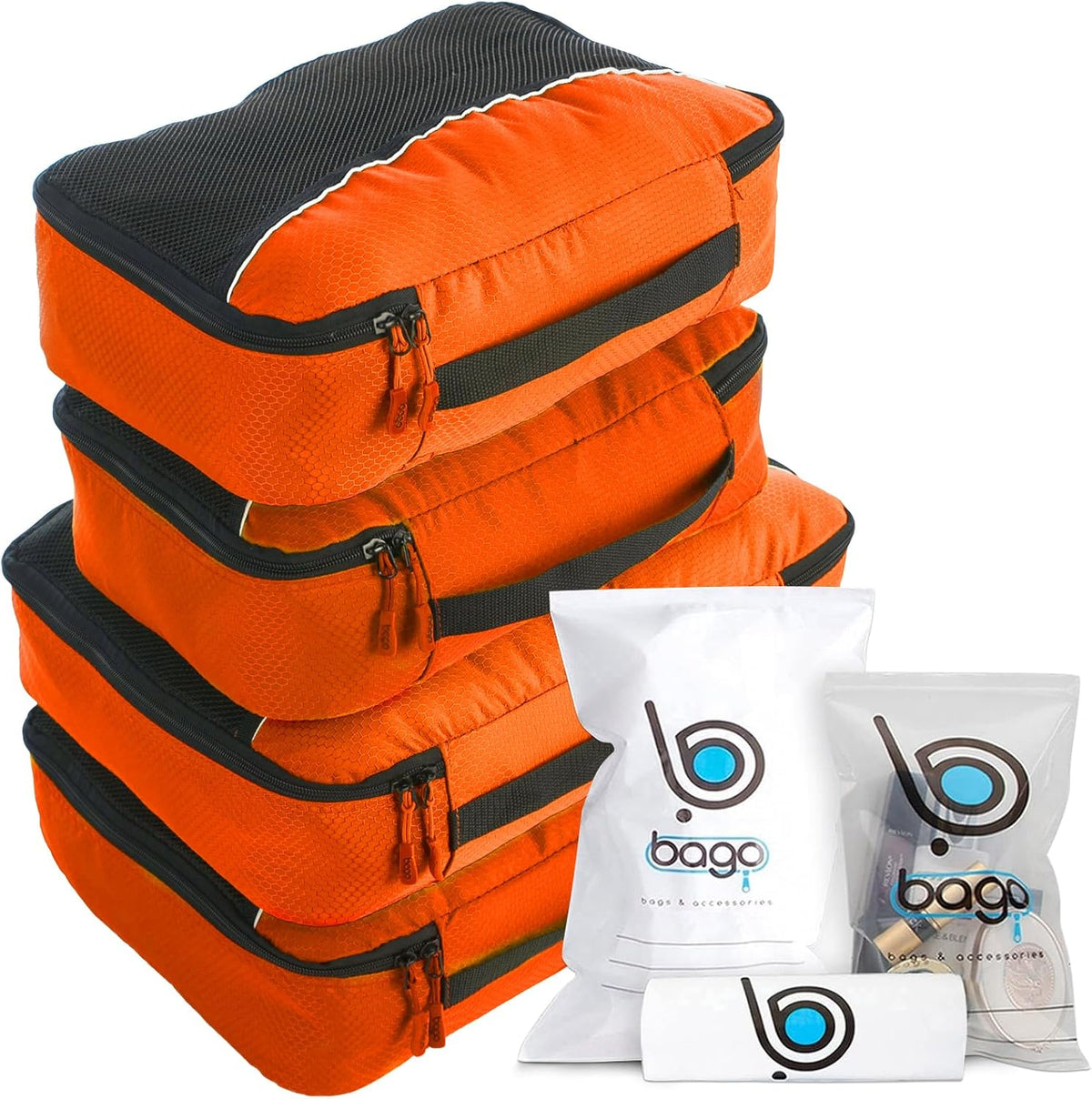 bago 7 Pcs Packing Cubes for Travel - 4 Travel Packing Cubes for Suitcases with 3 ZipLock Bags - Luggage Organizer Bags to Get Maximum Storage, Save Time & Effort to Pack (Green Red PurpleYellow)