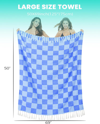 Antfuny Turkish Beach Towels Vacation Essentials Quick Dry Sand Free Oversized Bath Pool Swim Towel Extra Large XL Blanket Adult Travel Cruise Accessories Must Haves Clearance Stuff Necessities - Colors A