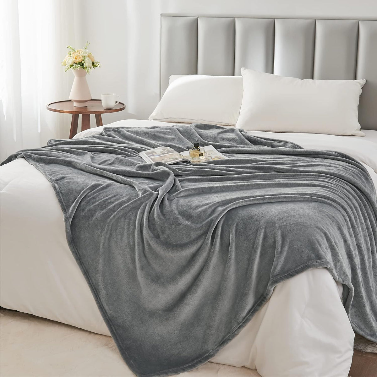 Fleece Blanket Soft Plush Throw for Couch Black 50"x60" - Colors A