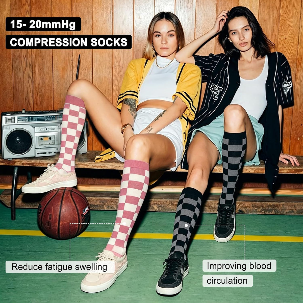 4 Pairs Compression Socks for Women Circulation-Best Support for Nurses,Running,Athletic,Travel