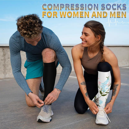 Sooverki Copper Compression Socks for Men & Women 8 Pack 15-20mmHg - Knee High Stockings Best Support for Running Athletic