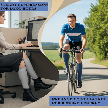 Sooverki Copper Compression Socks for Men & Women 8 Pack 15-20mmHg - Knee High Stockings Best Support for Running Athletic