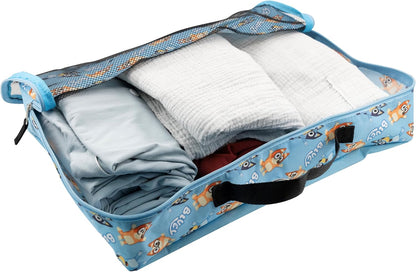 Fast Forward Bluey 3-Piece Packing Cube Set | Bluey & Bingo Travel Accessories | Luggage Organizer for Kids | Space-Saving, Durable, Easy-to-Clean Polyester Packing Cubes