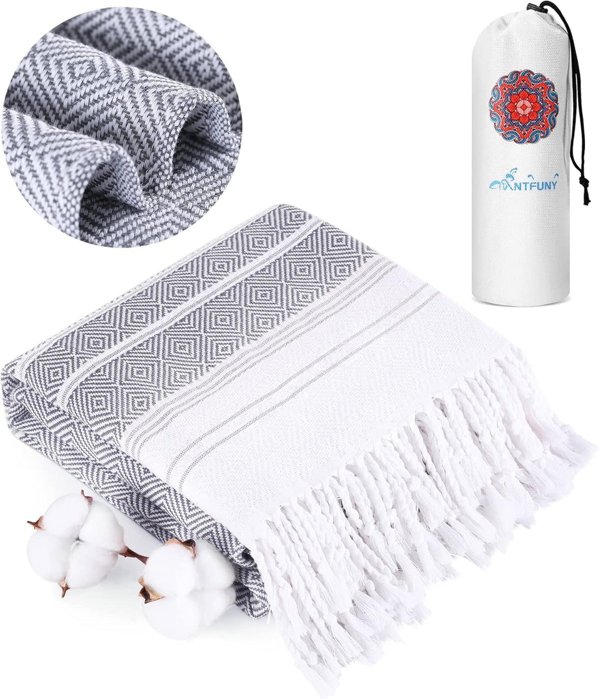 Antfuny Turkish Beach Towels Vacation Essentials Quick Dry Sand Free Oversized Bath Pool Swim Towel Extra Large XL Blanket Adult Travel Cruise Accessories Must Haves Clearance Stuff Necessities - Colors A