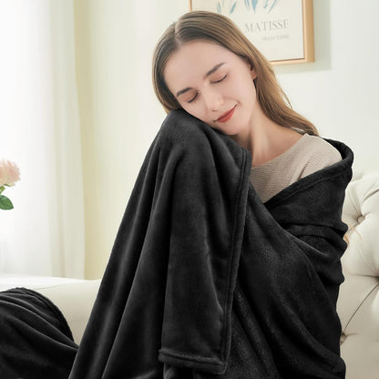 BEDELITE Fleece Blanket Black Throw Blankets for Couch & Bed, Luxury Plush Cozy Fuzzy Blanket 50x60 inches, Super Soft Warm Lightweight Throw Blanket for Travel Camping - Colors B